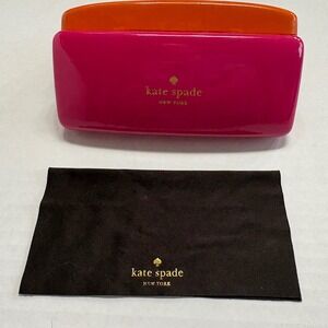 Kate Spade Eyeglasses Case Women OS Pink Orange Colorblock Eyes Graphic